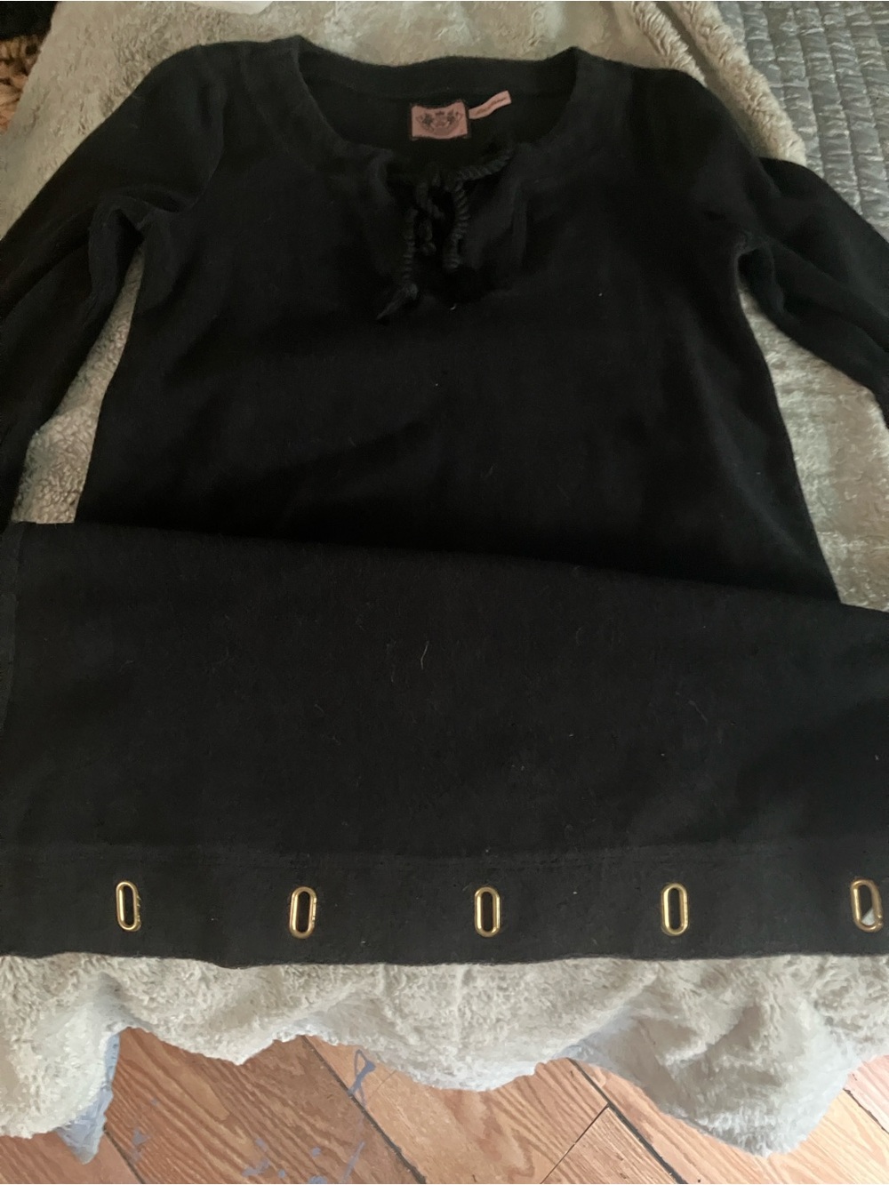 Juicy Couture Black Lace-Up Crewneck Sweater